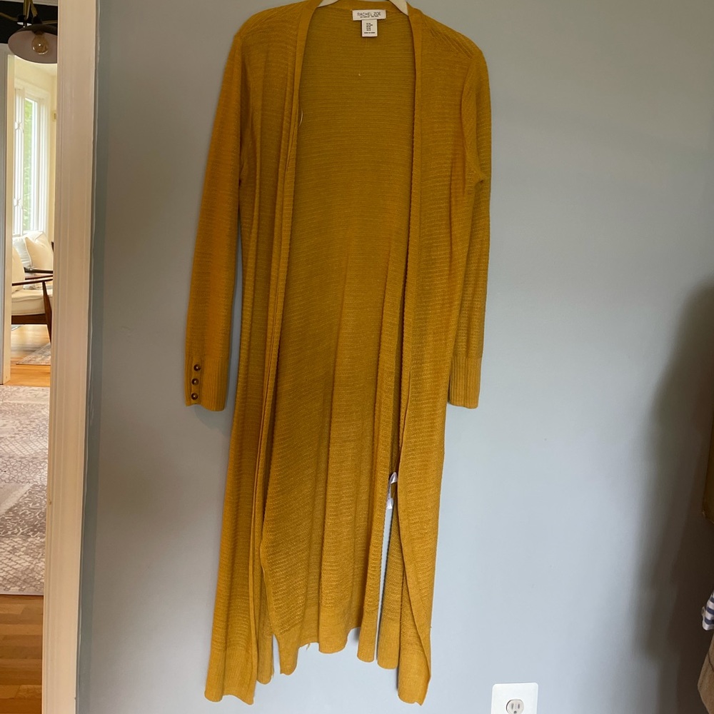 Rachel Zoe Yellow Knit Duster Open Cardigan